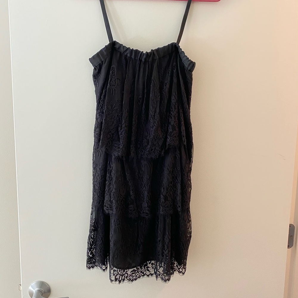 7 for all mankind lace black mini dress